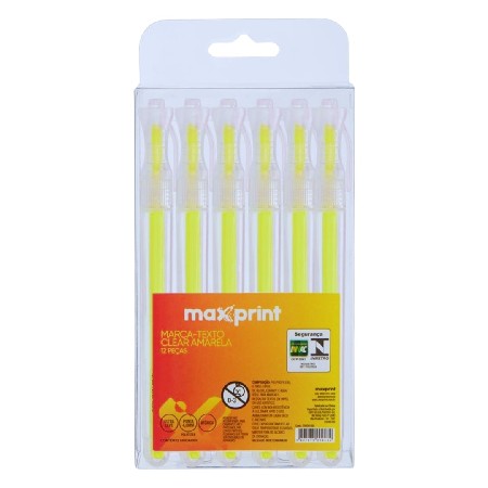 MAX-RF0138 CANETA MARCA TEXTO CLEAR AMARELA C/12
