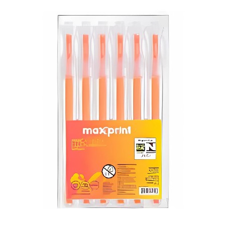 MAX-RF0139 CANETA MARCA TEXTO CLEAR LARANJA C/12