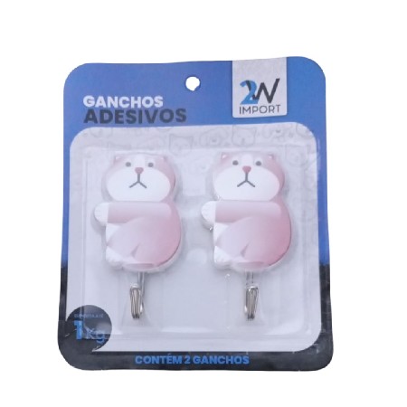 2W-RF8721 CABIDE GANCHO METAL ANIMAIS ADESIVO 2 PC
