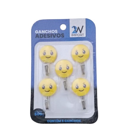 2W-RF8722 CABIDE GANCHO METAL SMILE ADESIVO 5 PC