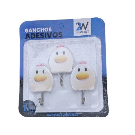 2W-RF8724 CABIDE GANCHO METAL ANIMAIS ADESIVO 3 PC