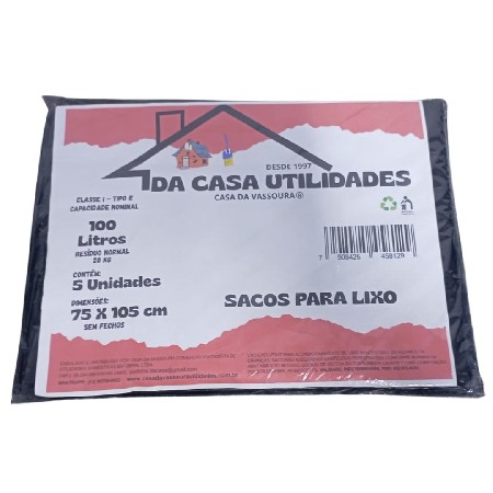 DACASA - SACO PARA LIXO 100L C/ 05 UNID
