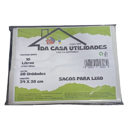 DACASA - SACO PARA LIXO 10L BRANCO C/ 20 UNID
