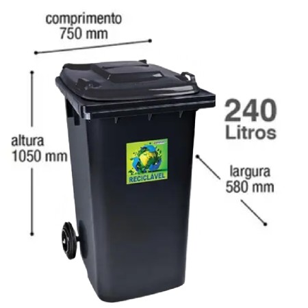 ARQPLAST-RFCF240PT LIXEIRA CONTAINER 240L PT