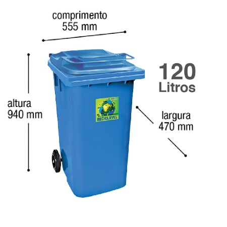 ARQPLAST-RFCF120AZ LIXEIRA CONTAINER 120L AZ