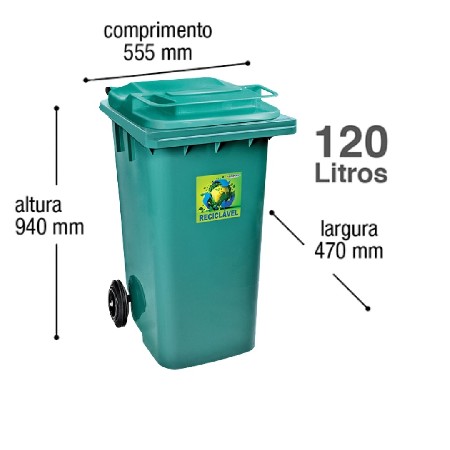 ARQPLAST-RFCF120VR LIXEIRA CONTAINER 120L VR