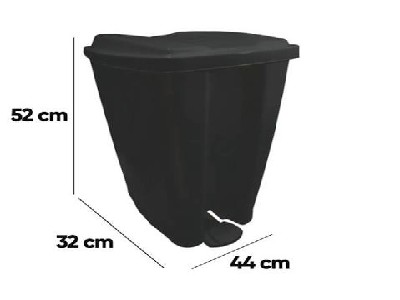 JAGUAR-RF3074 LIXEIRA PRETA COM PEDAL 40L