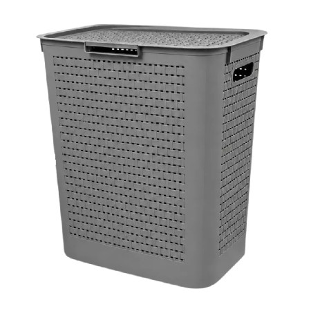 PLASNEW-RF2821 CESTO RATTAN RETANGULAR CINZA - 27L