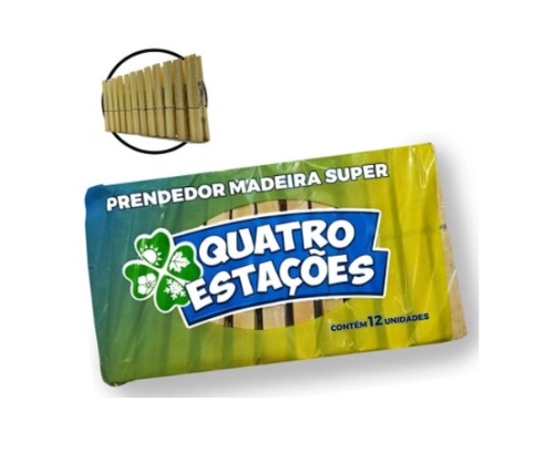 PRENDEDOR DE ROUPA MADEIRA GDE 4 ESTACOES (50)