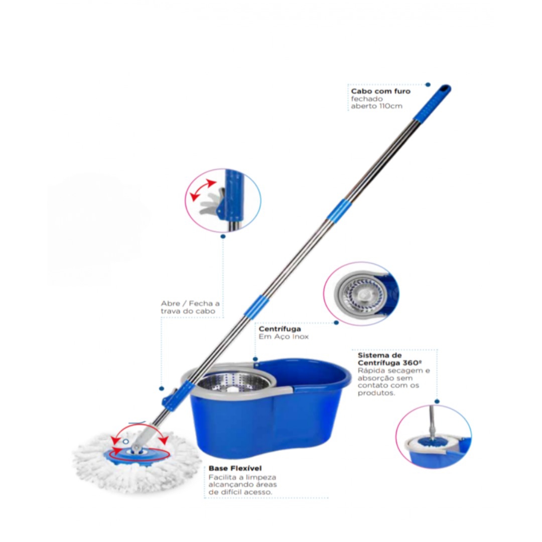 CT034-MOP GIRAT 8L CESTO INOX BALDE:39X21,5X20CM