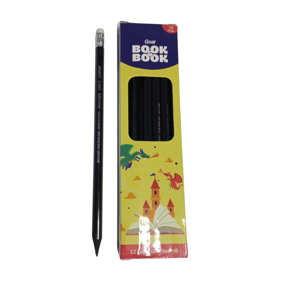 GOAL-ES0152 LAPIS HB N2 PRETO C BORRACHA C/ 12 UND