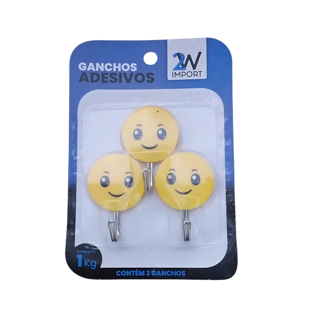 2W-RF8723 CABIDE GANCHO METAL SMILE ADESIVO 3 PC