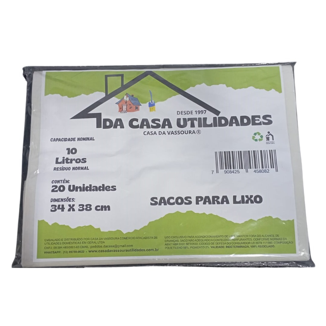 DACASA - SACO PARA LIXO 10L BRANCO C/ 20 UNID