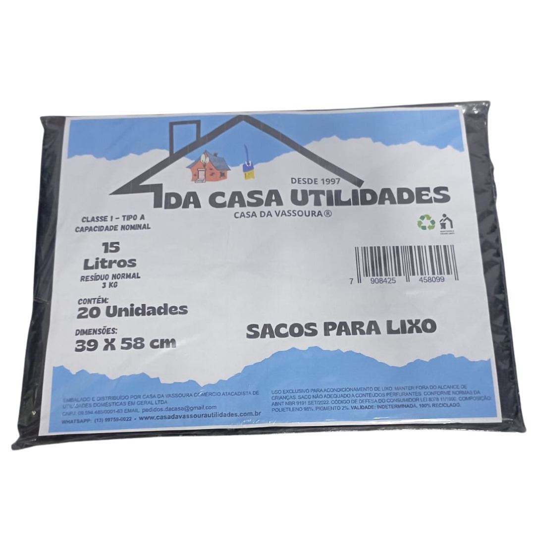 DACASA - SACO PARA LIXO 15L C/ 20 UNID
