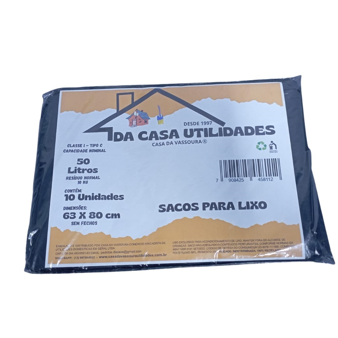 DACASA - SACO PARA LIXO 50L C/ 10 UNID