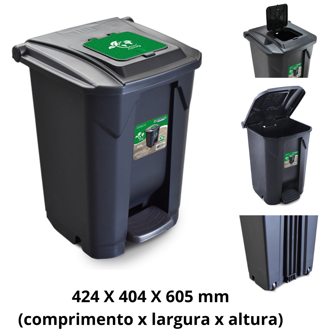 ARQPLAST-RF25752-LIX 60LTS PRETA C/RODA PEDAL CLIC