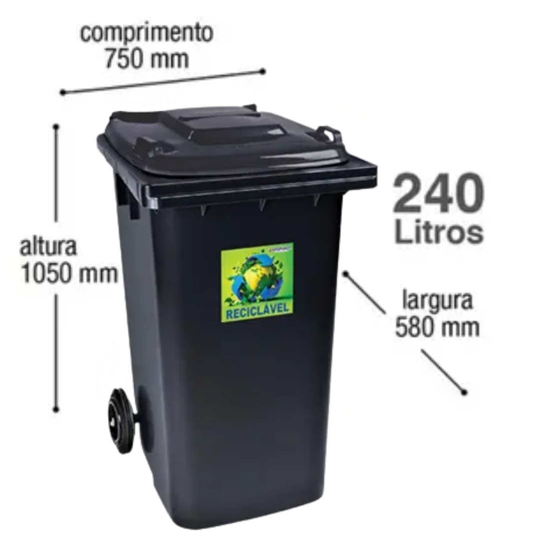 ARQPLAST-RFCF240PT LIXEIRA CONTAINER 240L PT
