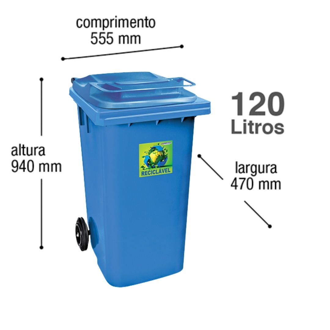 ARQPLAST-RFCF120AZ LIXEIRA CONTAINER 120L AZ