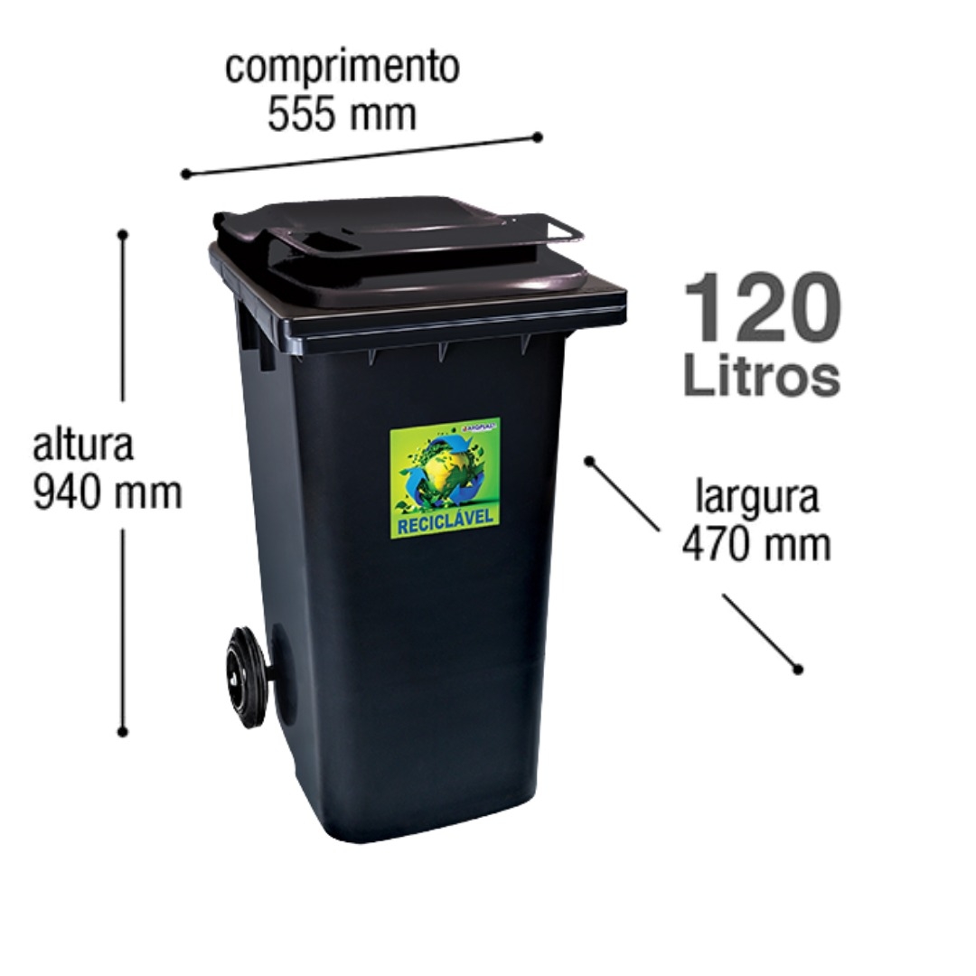 ARQPLAST-RFCF120PT LIXEIRA CONTAINER 120L PT