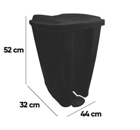 JAGUAR-RF3074 LIXEIRA PRETA COM PEDAL 40L